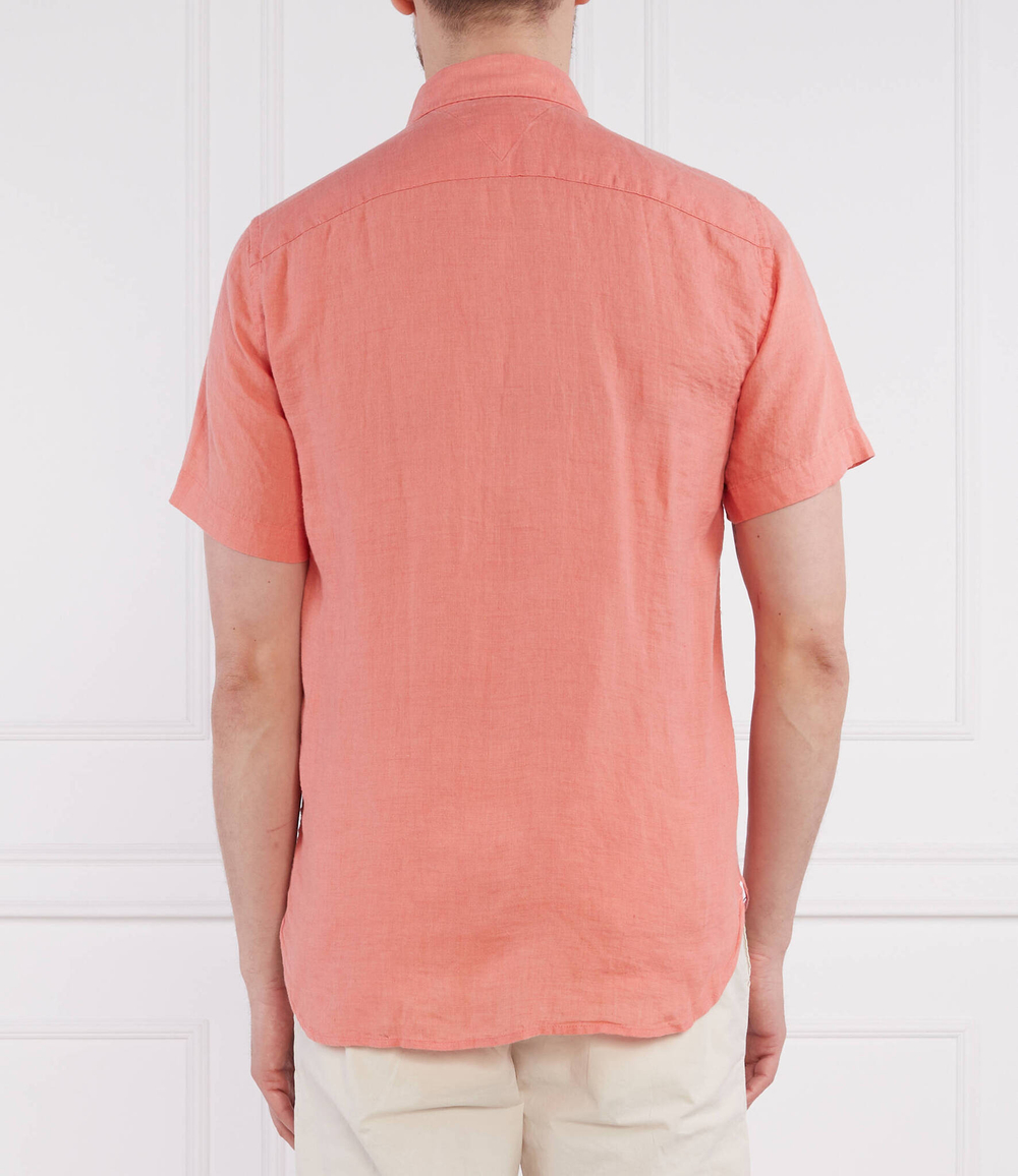Льняная рубашка PIGMENT DYED LINEN RF SHIRT S/S Tommy Hilfiger - коралловый(MW0MW30916)
