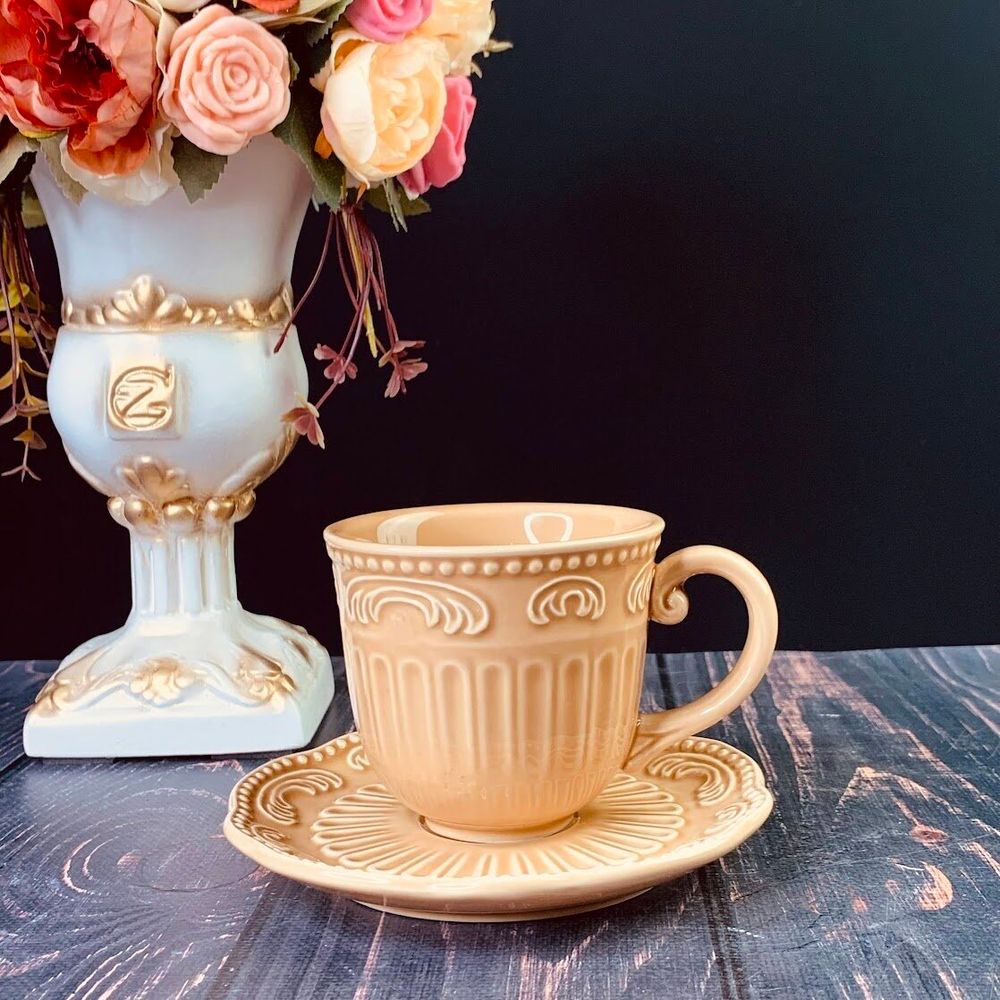 Lenardi 110428 Чашка с блюдцем 250 мл БАВАРИЯ карамель в под.уп.(х36)Керамика