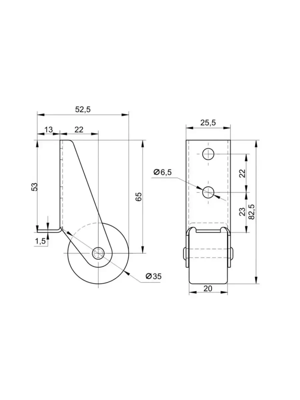 Колесо для мебели ролик для дивана 2 штуки №0232б