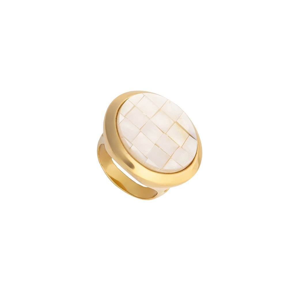 *Кольцо Possebon Mother Pearl Mosaic 17.2 мм *K2853.1/17.2 BW/G