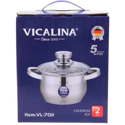 Кастрюля из нержавеющей стали VICALINA 1,9л, индукция, VL-7011