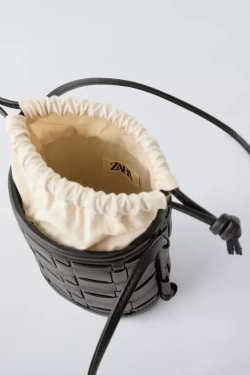 ZARA СУМКА С ПЛЕТЕНЫМ УЗОРОМ, ЧЕРНЫЙ