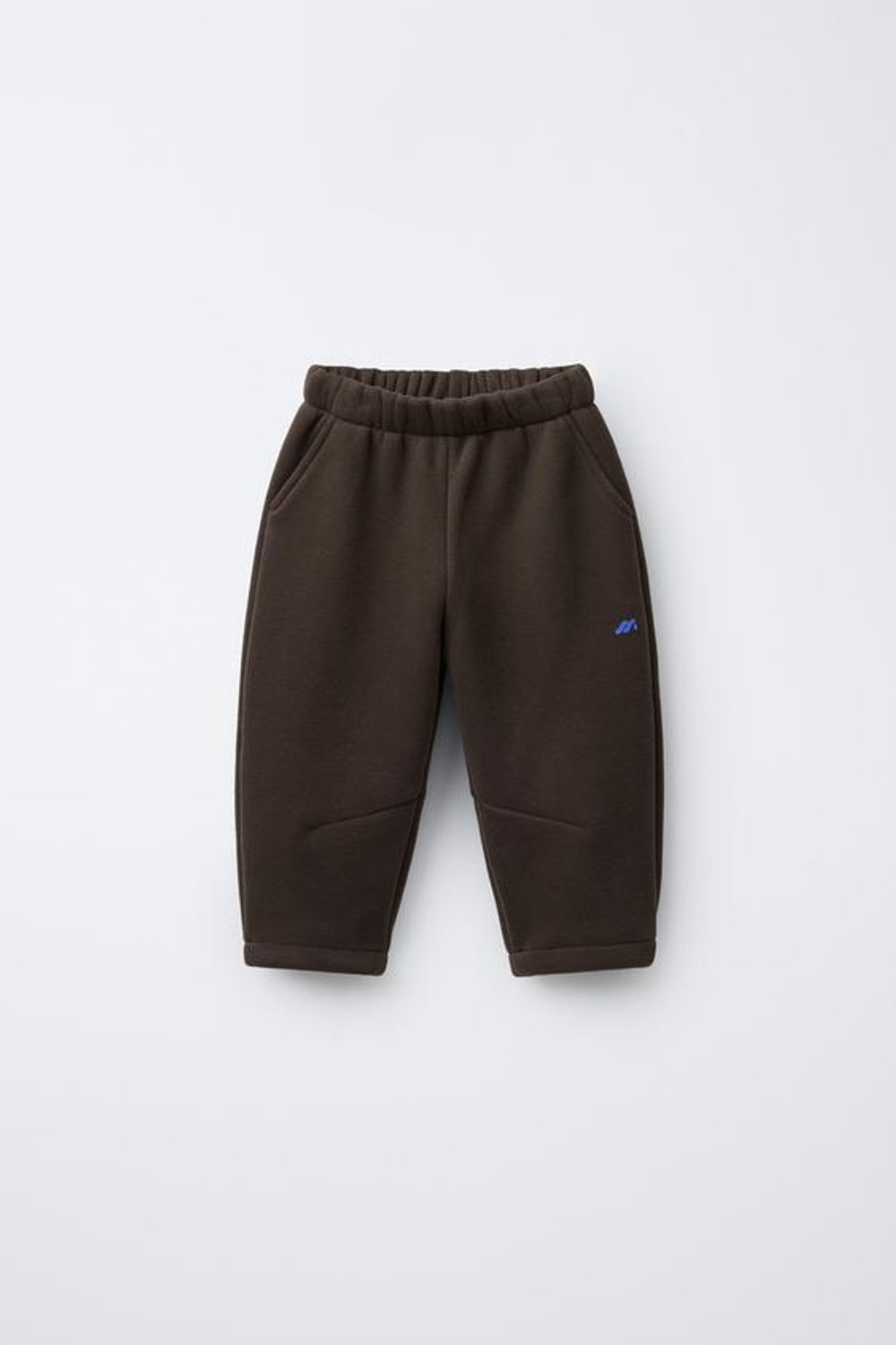 ZARA БРЮКИ BAGGY С ФЛИСОВОЙ ПОДКЛАДКОЙ И ЛОГОТИПОМ, КОРИЧНЕВЫЙ