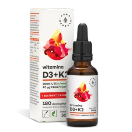 Aura Herbals Витамин D3 + K2 MK7+ Turmeric - капли, 30 мл