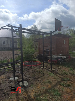 Монтаж уличной шведской стенки Sv Sport Рукоход (4 вертикальных столба)