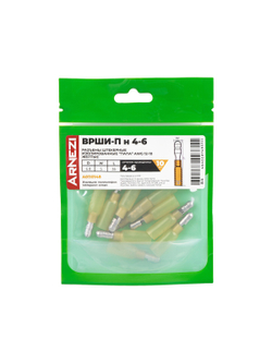 Разъемы штекерные изолированные "папа" ВРШИ-П(н) 4-6 AWG(12-10) ?=5мм (10шт) желтые, , Max Вт ARNEZI A0110148