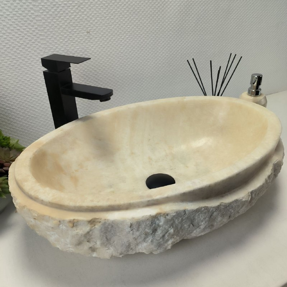 Раковина из оникса Oval White Marmo Wave OO-62640 58*38*15