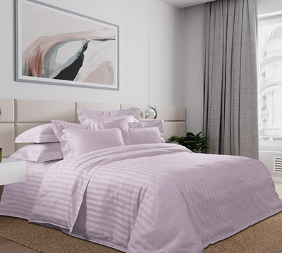 Постельное белье страйп-сатин Евроразмер Розовый крем