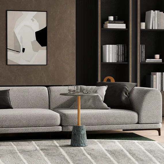 Столик кофейный Gryd, Ø40х54 см, серый мрамор