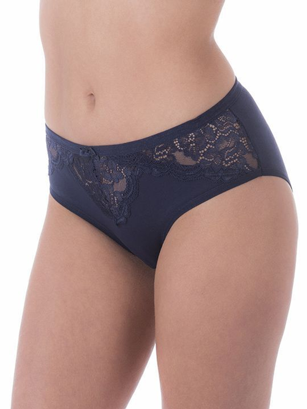 Слипы средней посадки с элементами кружева (Размер: XL) (Цвет: синий)