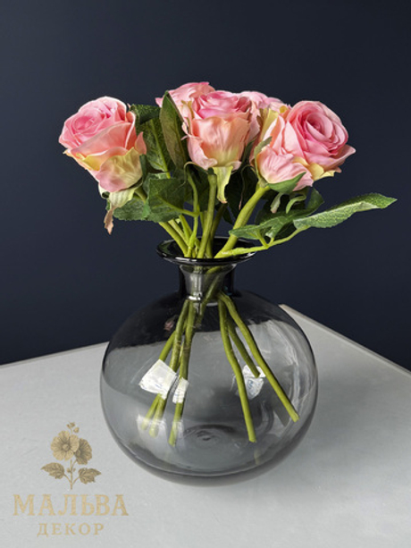 Ваза декоративная "Мальва" для цветов стеклянная 19 см