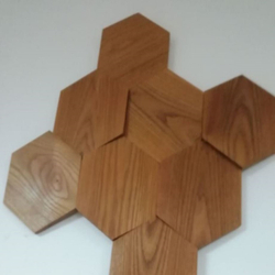 Деревянная мозаика для стен Wood Mosaic 3Д Термоясень Гексагон угол