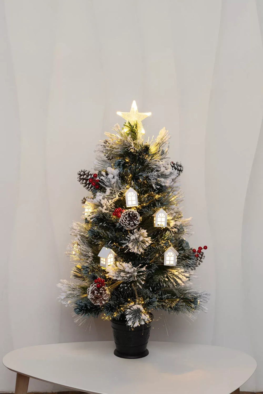 Настольная оптоволоконная елка Сказочная 90 см., леска+пвх, контроллер (Т2121-90)