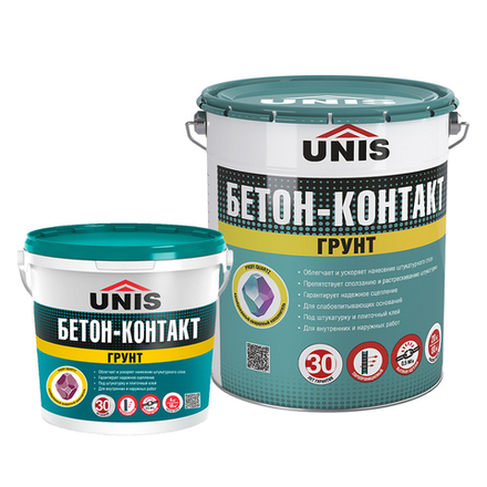 Грунт бетон-контакт ЮНИС с кварцевым песком, 20кг