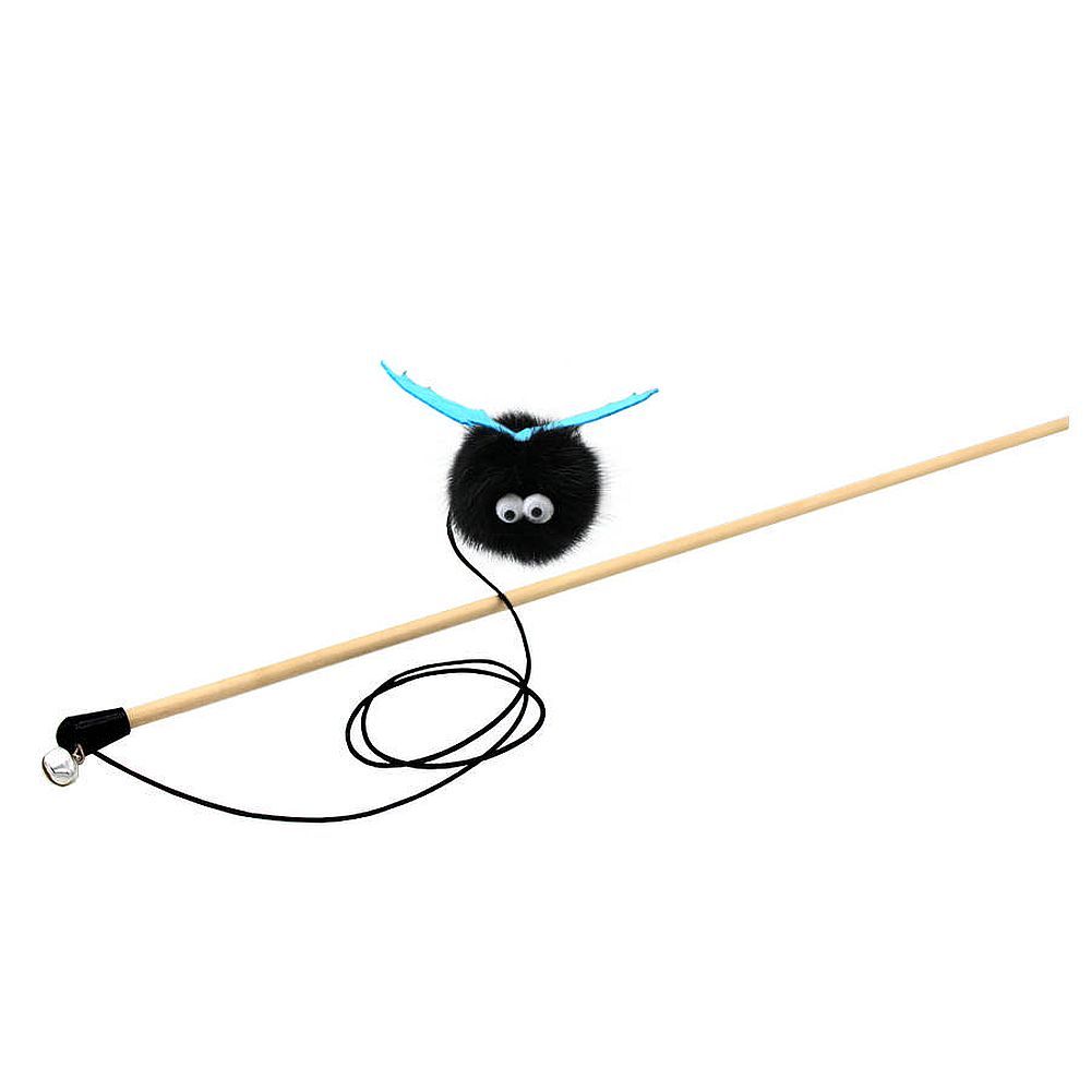 Махалка Дразнилка для кошек GoSi "Летучая мышь Виктор" из натуральной норки, этикетка флажок