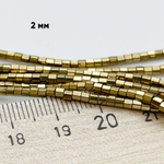 Гематит (имитация), цвет золото, размер 2 мм, цена за 102-103 шт (1/2 нити)
