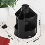 Подставка-органайзер BRAUBERG MINI 10 отделений вращающаяся 107х107х130 мм черная 2380 (5 штук в упаковке)