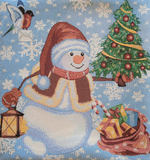 Декоративный гобеленовый чехол для интерьерной подушки Снеговик 38*38