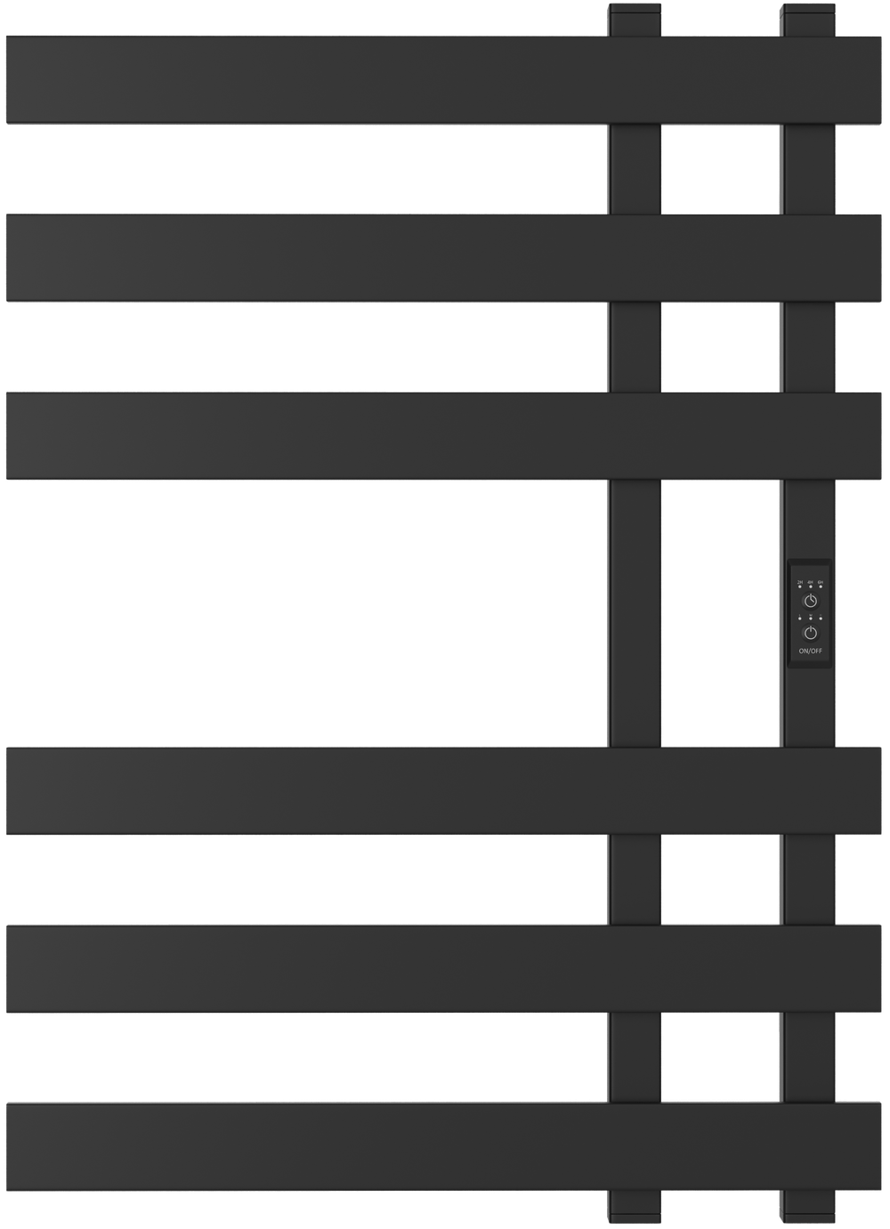 Полотенцесушитель электрический EWRIKA Медея LX 70x50 см, подключение справа, слева, матовый черный, лесенка, из стали