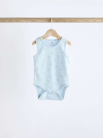 Боди без рукавов для малышей Next K79-695, 5 шт., Белый, Голубой