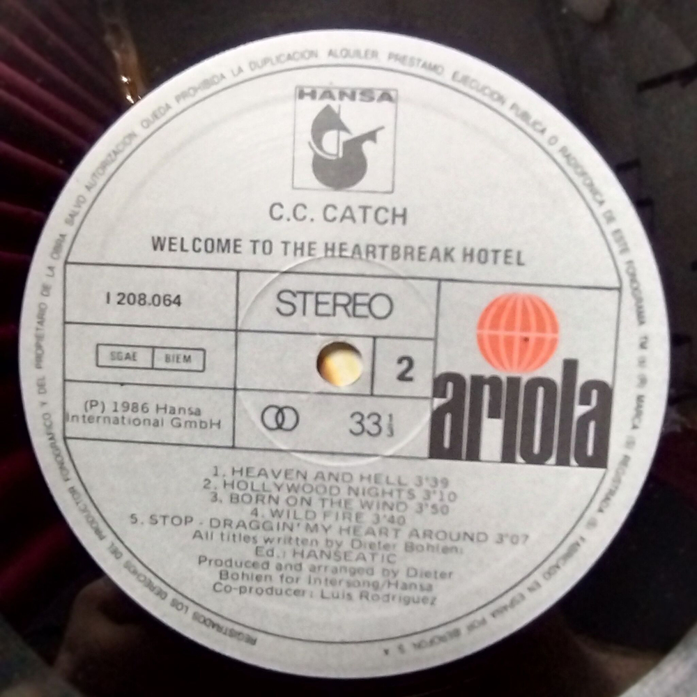 Винтажная виниловая пластинка LP C.C. Catch Welcome To The Heartbreak Hotel (Spain 1986)