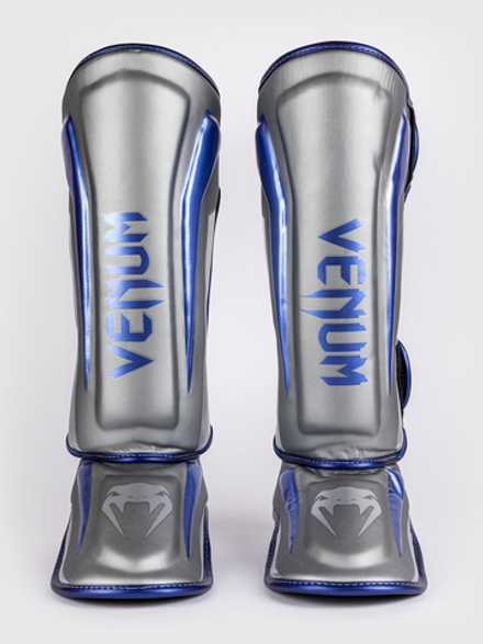 Щитки Venum Elite Grey/Metalic Blue/Silver