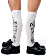 Белые гольфы с принтом в виде девушки с бабочкой (Цвет: белый)