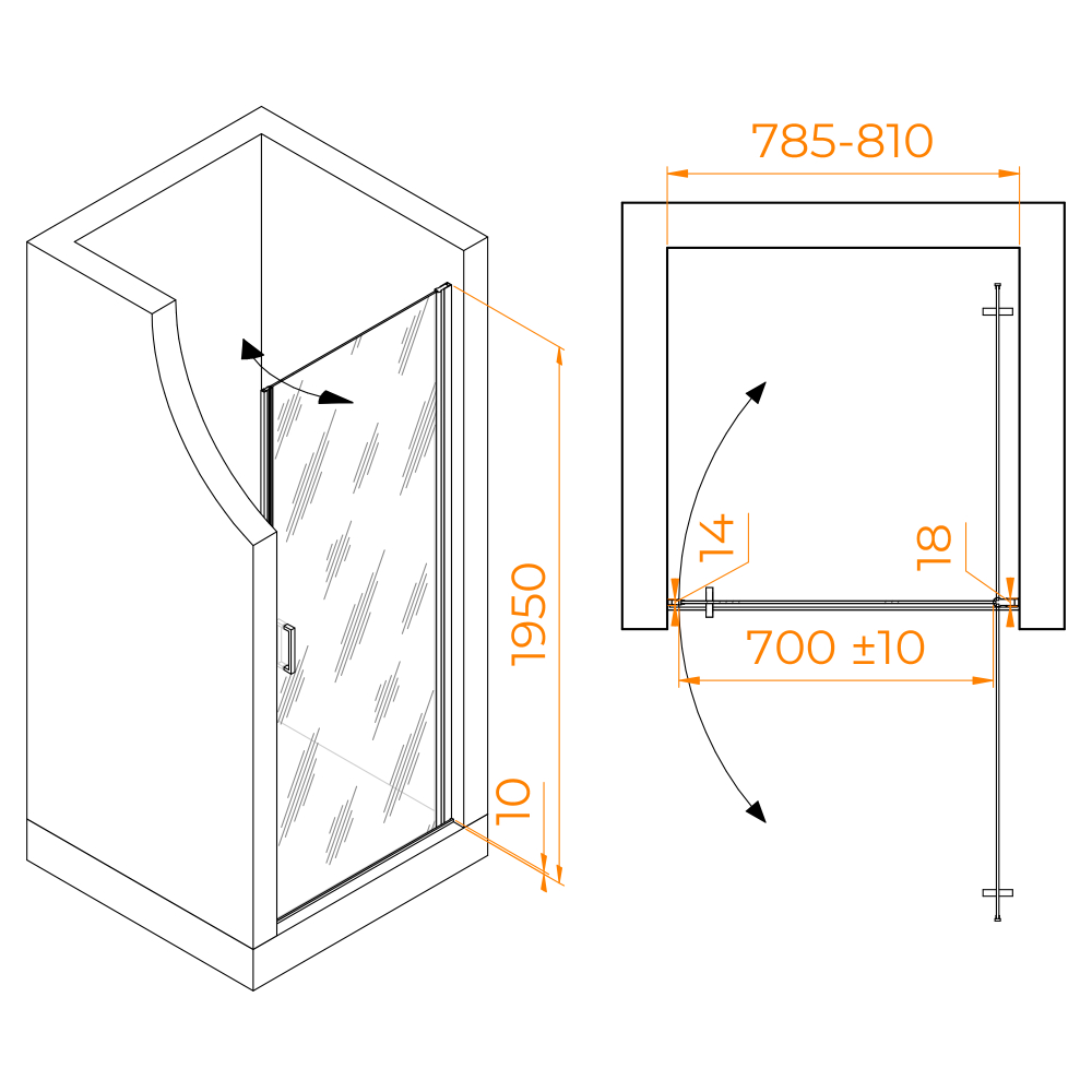 Душевая дверь RGW LE-003B (Матовое-Сатинат, 800)