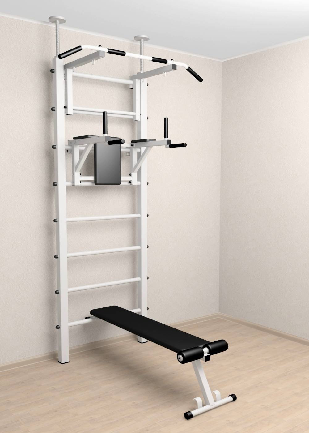 Шведская стенка Sv Sport враспор (Турник стандарт/Брусья/Скамья)