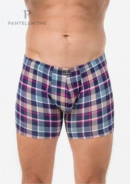 Трусы мужские боксеры удлинённые Pantelemone PMHL-1485, клетка разноцветная