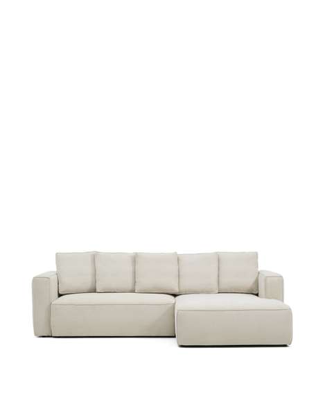 3-местный диван-кровать Marela бежевый шенилл с кушеткой справа 276 см