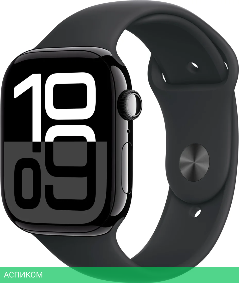 Умные часы Apple Watch Series 10 A2999 46мм OLED черный/черный Sport Band (MWWP3LW/A)