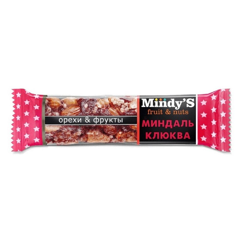 Батончик глазированный Mindy&amp;#039;s Миндаль-Клюква, 30штx35г