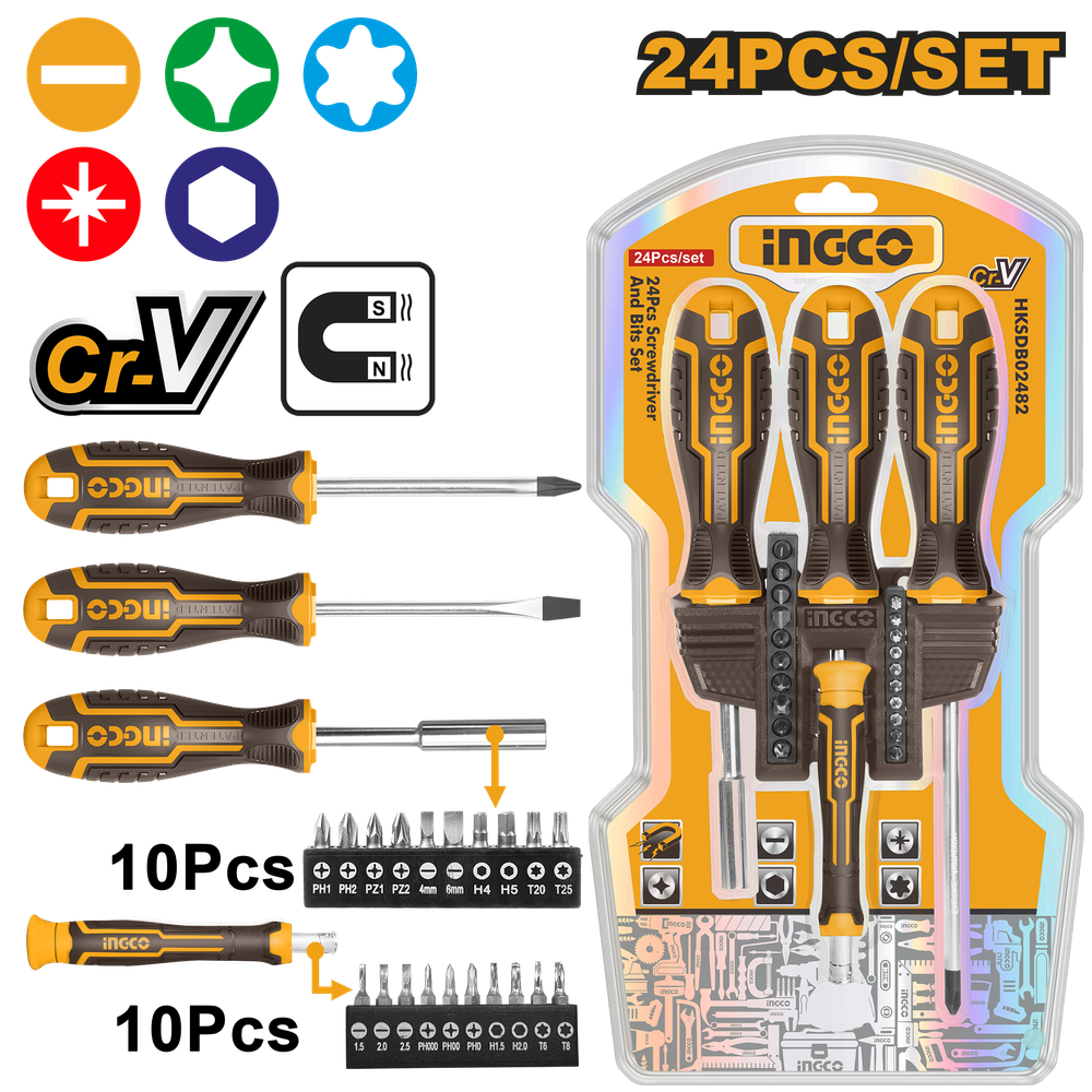 Набор отверток с битами INGCO HKSDB02482 24 шт.