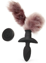 Черная анальная вибровтулка с 3 режимами виляния хвостиком (Цвет: черный)