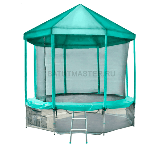 Батут с сеткой и лестницей, с крышей, диаметр 8 фт
