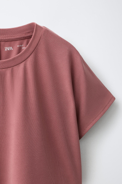 ZARA СПОРТИВНАЯ ФУТБОЛКА СВОБОДНОГО КРОЯ, ПУДРОВО-РОЗОВЫЙ