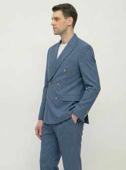 Мужской костюм двубортный (голубой) А74