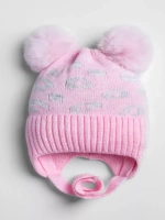 Шапка для девочки зимняя с помпонами на завязках