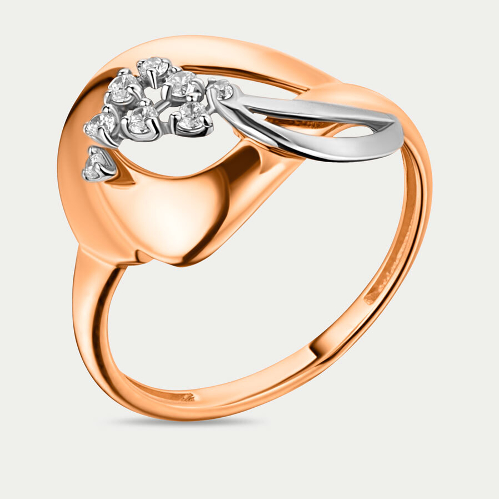 Кольцо женское из розового золота 585 пробы с фианитами (арт. 020381-1102)