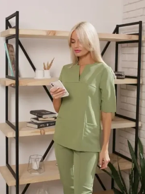 Рубашка медицинская стрейч оливковая