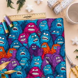 Ткань премиум сатин фантазийные страшилы