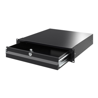 Ящик 2U выдвижной с ключом, глубина 300мм, для 19" IT-корпусов, RAL9005