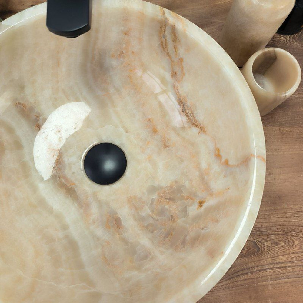 Каменная раковина из оникса Bowl Yellow Small TinLip BO-02921 (40*40*15cм) 140