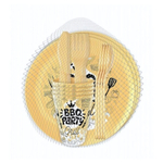 Набор для пикника с декором, 20 предметов на 4 персоны (бледно-желтый)