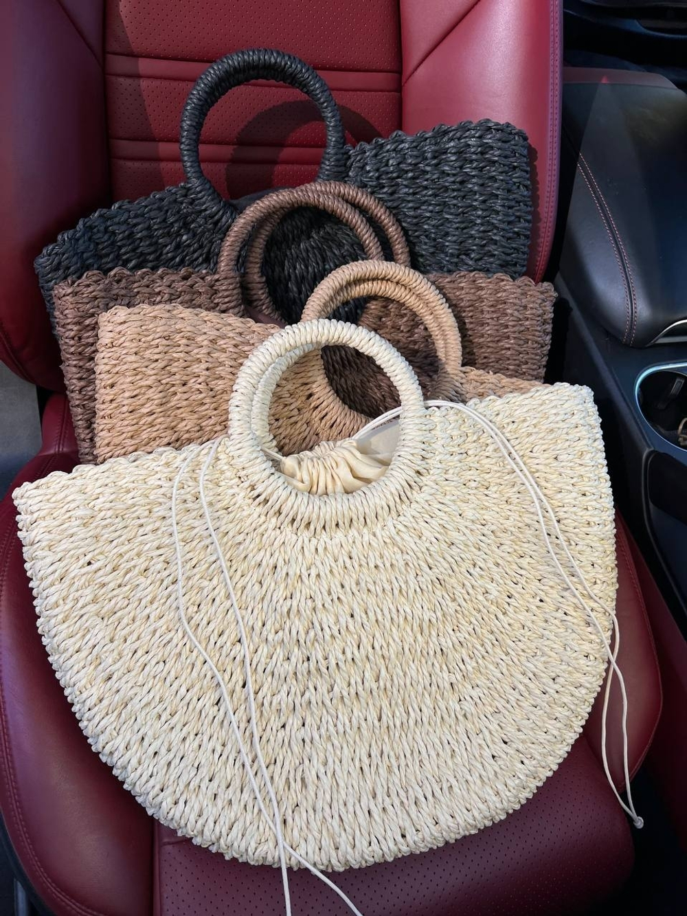 Миди луна молочная рафия