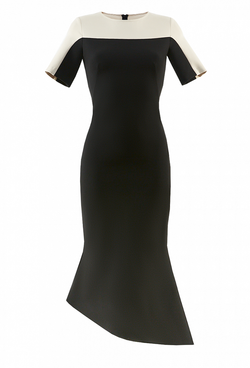 Трикотажное платье с коротким рукавом черное 25-01-20 SS