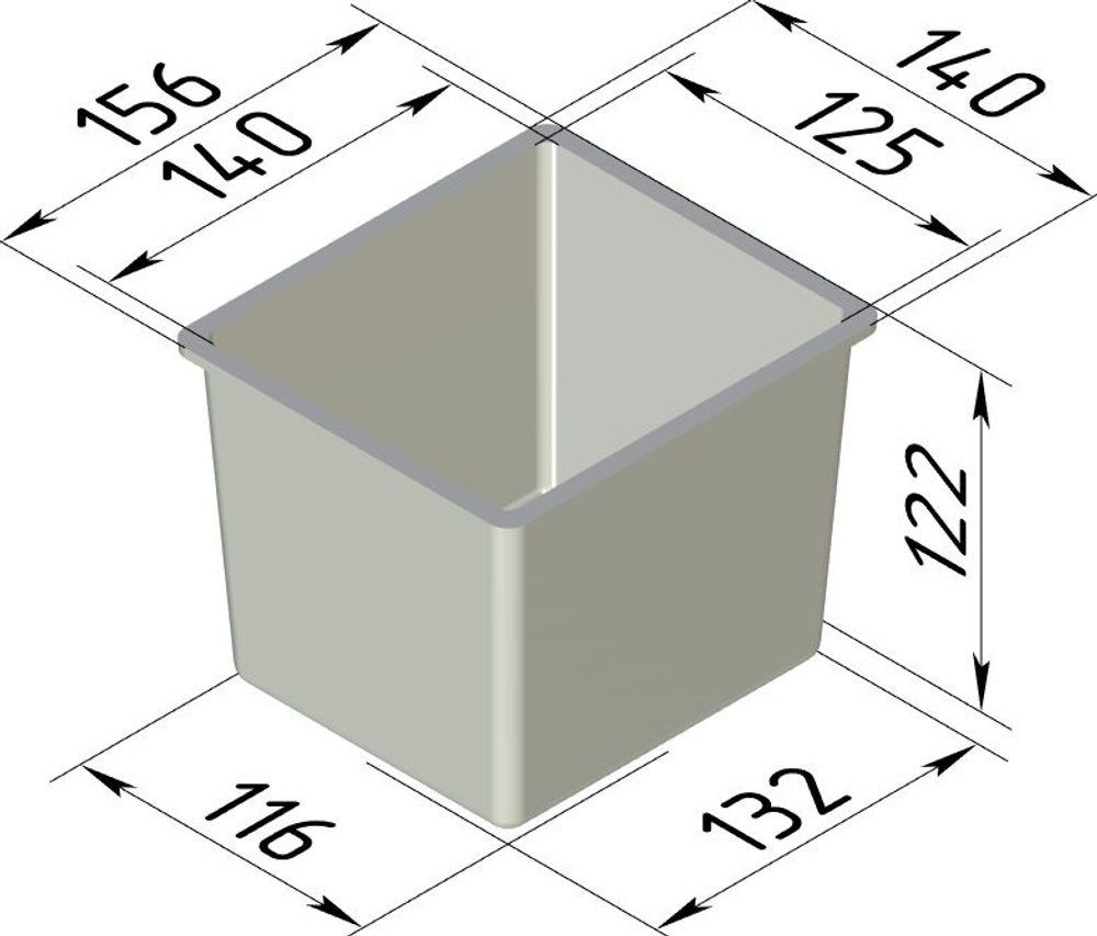 Тостерная форма для выпечки хлеба 156х140х122 мм