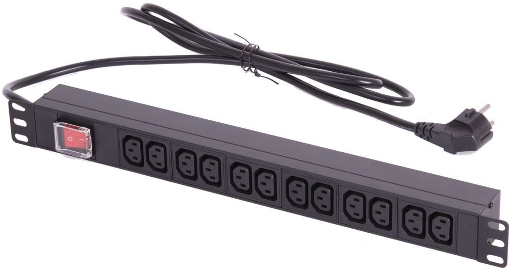 Блок розеток 19", 12 розеток TLK TLK-RSA12-MTF-01-BK