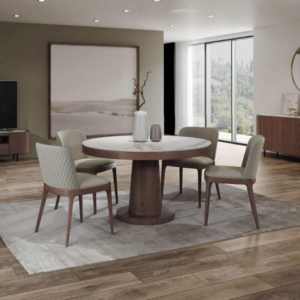 Стол круглый обеденный Bilbo 100, керамика матовая белая